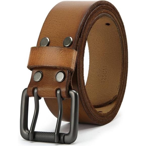 Men's Double Prong Belt 40mm with Full Grain Leather Brown